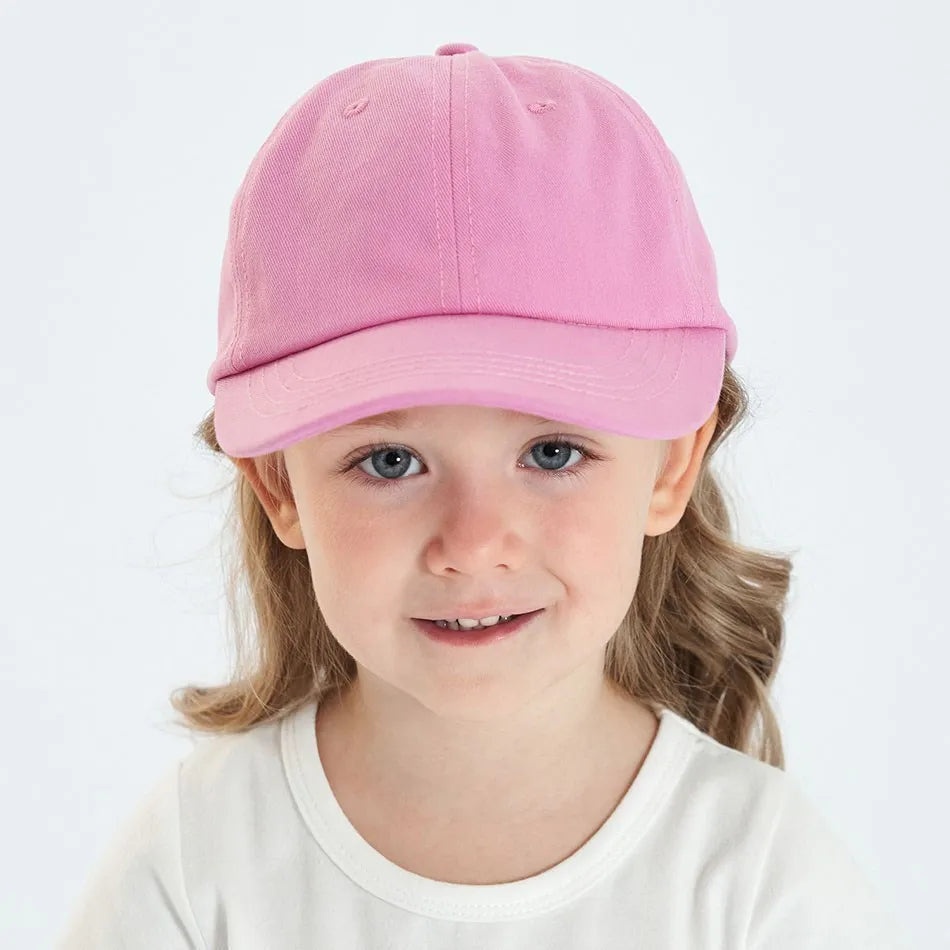 Casquettes pour enfants, couleur unie, en coton respirant, à rabat, ajustable, pour bébés, filles, été, de 1 à 5 ans