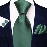 Cravate de mariage en soie unie bleu clair Hi-Tie pour homme, design tendance, boutons de manchette élégants, pour affaires, fête, livraison directe