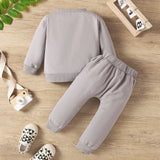 Autumn & Winter Newborn Baby ‘MAMA'S BOY’ Letter Embroidered Long Sleeved Pants Two-Piece Set