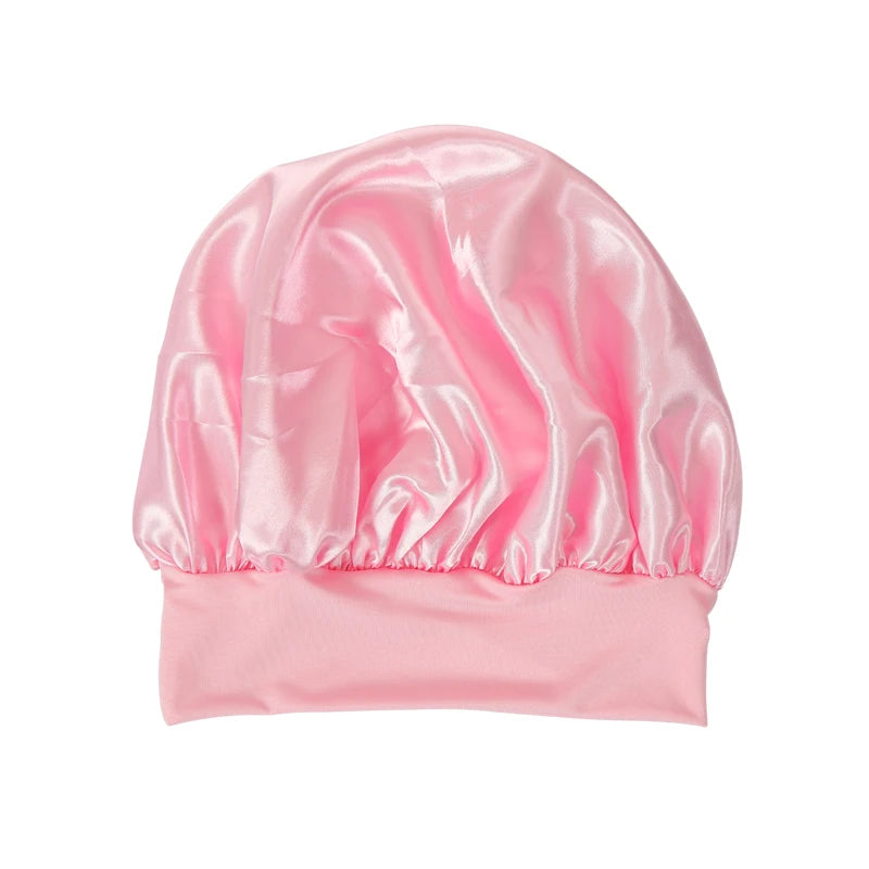 Lot de 2 bonnets en satin à larges bords en imitation soie pour femme, couvre-chefs à bande élastique