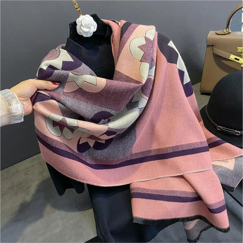 2023 Floral Pashmina Schal Warmer Kaschmirschal für Frauen Luxus Winter Dicke Decke Bufanda Weibliche Wrap Bandana Echarpe Poncho