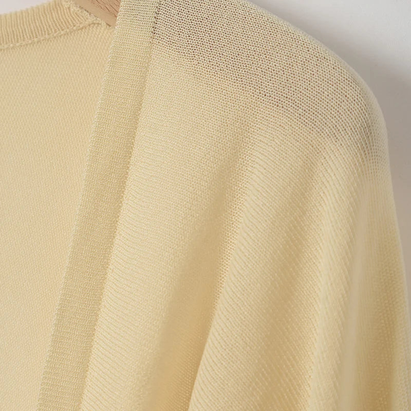 Sonnenschutz-Überzüge aus Eisseide für Damen, langärmelig, gestrickt, dünn, für den Sommer, entspannt, Strickjacke, Cape, Oberbekleidung, Hemd, lose Größe