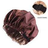 New Satin Hair Cap For Sleeping Invisible Flat Imitation Silk Round Haircare Women Headwear Ceremony Adjusting Button Night Hat
