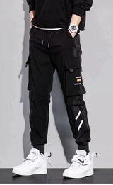 Pantalon cargo classique décontracté pour homme, style streetwear, avec rubans, style jogging, coupe slim, multi-poches, pour femme, J5