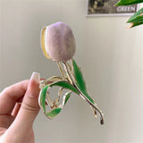 New Tulip Hair Claw Flower grace Shark Clip Headdress Vintage Ponytail Claw Clip Trendy sweet HAIR CLIP FOR GIRL Hair Jewelry