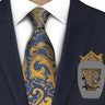 Luxury 7CM Mens Necktie Paisley Ties For Man Groomsman Jacquard Woven Gold Orange Color Neck Tie Business Party