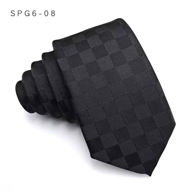 Cravate de luxe fine et étroite pour homme, 6 cm, noire, unie, à pois, rayée, en jacquard, idéale pour les soirées d'affaires