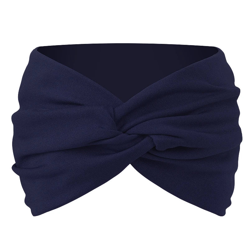 Women Solid Color Super Wide Headband Twisted Criss Cross Elastic Hairband Yoga Running Sports Non Slip Sweat Hair Accessories