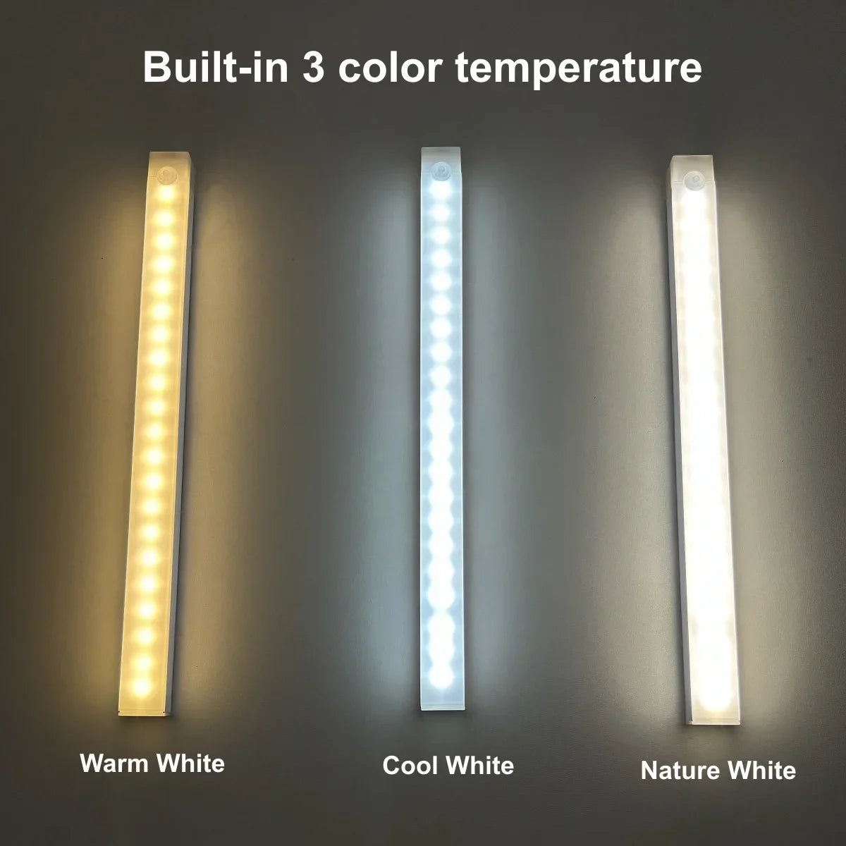 LED Motion Sensor Night Light Rechargeable Induction Bar Light Portable Cordless Magnetic Cabinet Lamp for Kitchen Room Bedside