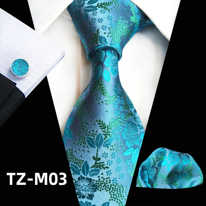 Ensemble de cravates en soie rose floral pour hommes, ensemble de cravates de fête de mariage, mouchoir, broche, boutons de manchette, accessoires pour hommes de haute qualité Gravata