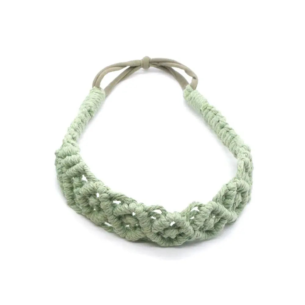 Braided Rope Headwrap Small Daisy Elastic Hair Band Turban Women Hair Scarf Crochet Bandana Macrame Hair Band Bohemian Headband