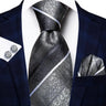 Hi-Tie – Cravate de mariage en soie violette unie à motif cachemire pour homme, ensemble de qualité avec boutons de manchette et mouchoir, cadeau tendance, livraison directe