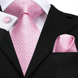 Hi-Tie 100% soie classique pour homme, cravate de mariage corail rose rouge pêche, pochette carrée, boutons de manchette, ensemble de cravates roses pour hommes, cravates cachemire unies