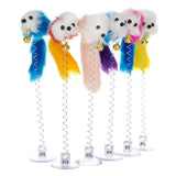 1pc Stick Spring Toy Suction With Bell Mouse Cat Interactive Pet Tool Elastic Scratcher Mice Teaser Entertainment Multicolor New
