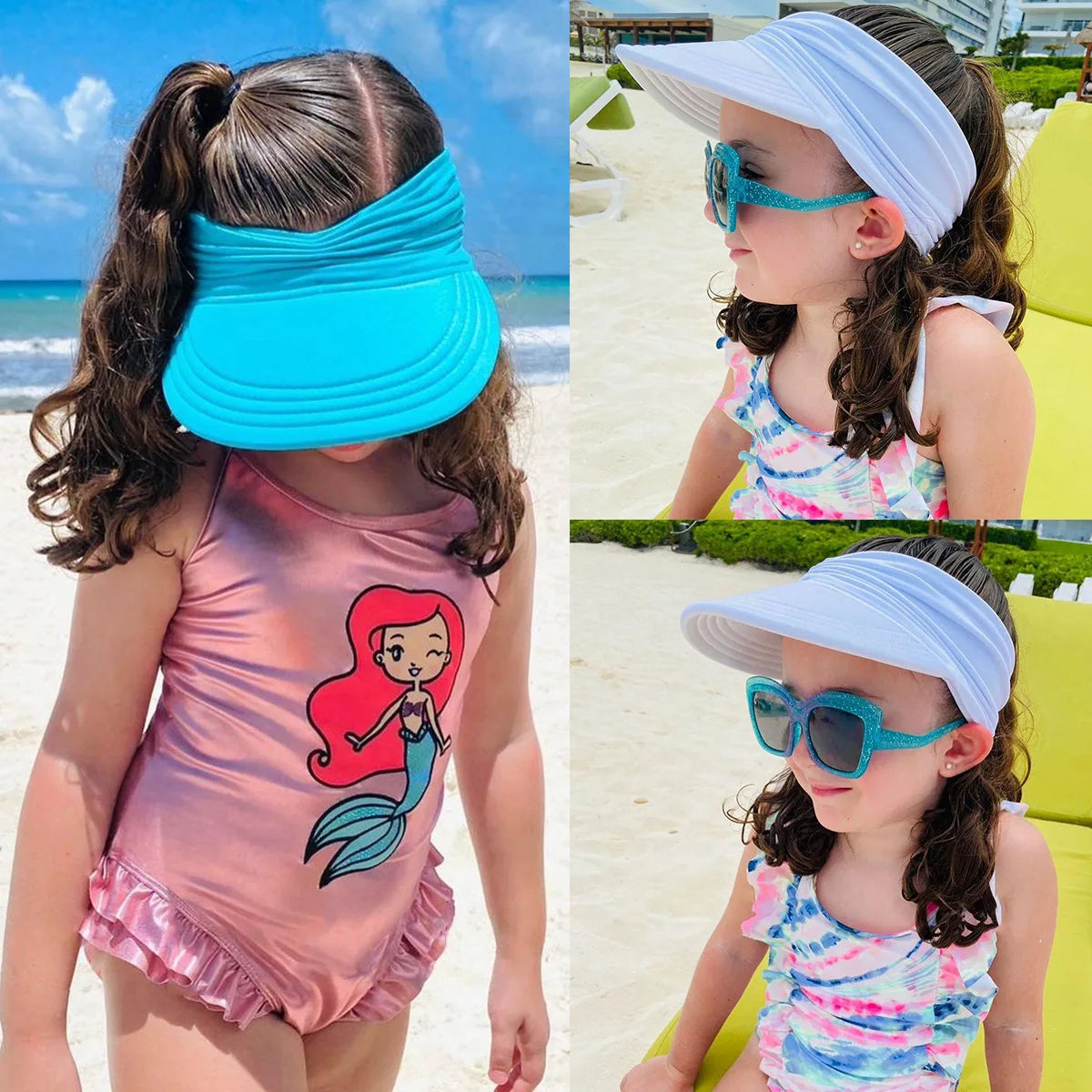 Chapeau pare-soleil à large bord pour enfants, protection UV, casquette de sport pour la plage, pliable, pour filles et garçons