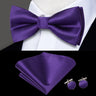 Hi-Tie Marque Soie Pré-noué Homme Nœud Papillon Mouchoir Boutons de Manchette Ensemble Nœud Papillon pour Homme Jacquard Solide Cachemire Floral Mariage Cadeau d'Affaires