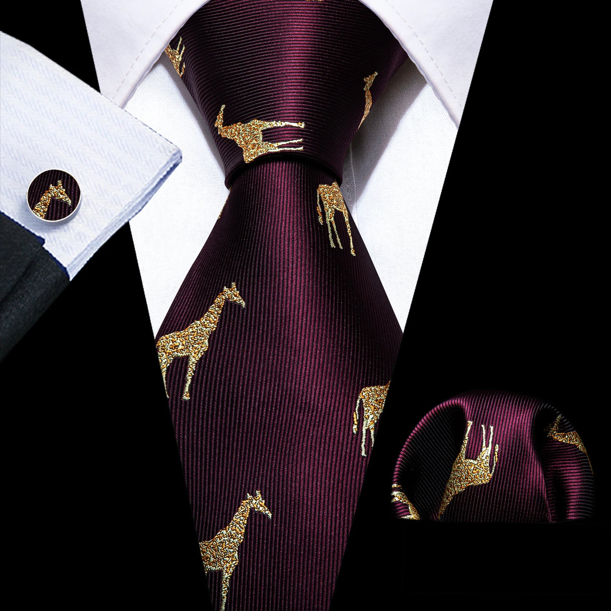 Ensemble de cravates pour homme, motif dinosaure, bleu marine et doré, 8,5 cm, en soie, idéal pour un mariage, FA-5191