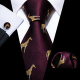 Ensemble de cravates pour homme, motif dinosaure, bleu marine et doré, 8,5 cm, en soie, idéal pour un mariage, FA-5191