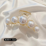 Simulated Pearl Hair Claws for Women Korean Acrylic Hair Clips Girls Large Size Barrette Shark Clip Fashion Hair Accessories