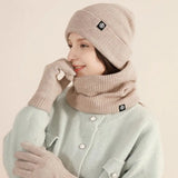 1 Set Winter Hat Scarf Gloves Set Unsiex Thick Warm Neck Head Cozy Windproof Outdoor Cycling Cap Neck Warmer Gloves Set