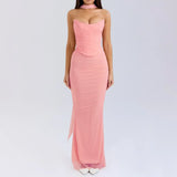 Suninheart Elegant 2 Pieces Dress Set with Scarf Women Fashion Matching Sets Sexy Cropped Top and Long Dress Set Casual Dress