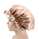 Bonnet de nuit en soie pour femme, double couche, couvre-tête, bonnet de douche tendance, bonnet réglable en satin de soie pour femme