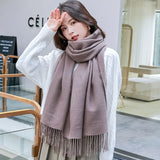 Fashion Cashmere Womens Scarf Winter Thick Warm Solid Cape Wraps Female Bandana Pashmina Tassel Ladies Long Wrap Shawl Blanket