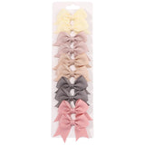 10Pcs/Set New Solid Ribbon Bowknot Hair Clips For Baby Girls Handmade Cute Bows Hairpin Barrettes Headwear Kids Hair Accessories