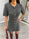 Robe courte élégante en tricot Trendix pour femme, coupe slim, taille haute, manches courtes, côtelée, idéale pour les vacances