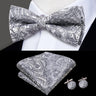 Hi-Tie Marque Soie Pré-noué Homme Nœud Papillon Mouchoir Boutons de Manchette Ensemble Nœud Papillon pour Homme Jacquard Solide Cachemire Floral Mariage Cadeau d'Affaires