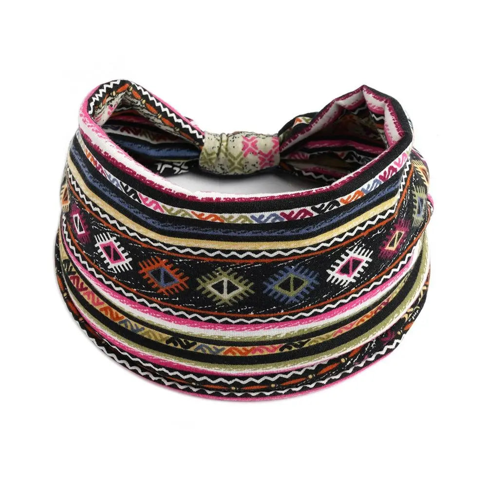 Fashion Boho Ethnic Style Headbands Vintage Knot Elastic Turban Headwrap For Women Girls Hair Band Soft Bandana Hair Accessories