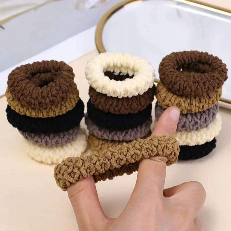 50/10Pcs New Korean Woman Big Elegant Elastics Hair Band Solid Color Scrunchies Hair Ties Ladies Ponytail Hold Hair Accessories
