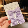 1Pair Cute Girls Hairgrips Hairpins Hair Clips Solid Color Ribbon Bow-knot Handmade Bows Barrettes Hair Accessories