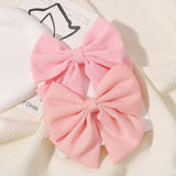 2pcs/set 4.5" Cheer Bow Hair Clip for Kids Lovely Grosgrain Ribbon Hairgripes Girls Delicate Bowknot HairPins Baby Headwear Set
