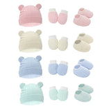 Conjunto de 2 o 3 gorros para bebé de primavera y otoño con forma de oreja, guantes y calcetines, gorros para recién nacidos, accesorios de fotografía informales, gorro de dormir a la moda.