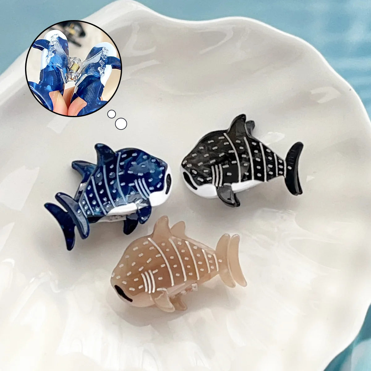 Muweordy Blue Whale Hair Claw Acetate Hair Clips For Women Popular Hair Catches Animal Hair Clip Cute Sea Creature Claw Clips