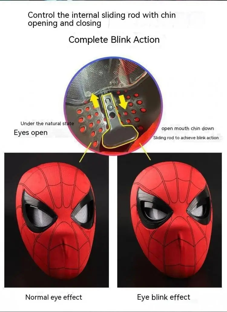 Spider Man Masks Can Blink Cosplay Helmet Moving Eyes Model Party Props Elastic Toys Adults Kids Halloween Christmas Gifts