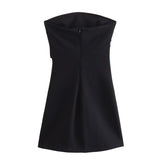 TRAF Dress Women Off Shoulder Corset Short Dresses Ruched Backless Blue Black White Dress Woman Sexy Bodycon Party Dresses