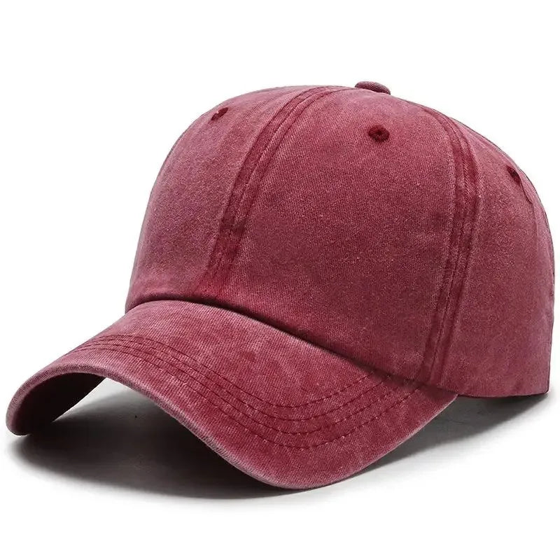 Hat Men's Washed Coated Baseball Cap Color Tile Korean Version Simple Dome Cap Solid Color Sports Sun Hat
