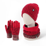 Knitted Cap Scarf three-piece Hat Autumn Winter Outdoor Ride Windproof Cold Warm three-piece Gradient Clash Of Colours Set