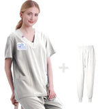 New Scrubs Set Medical Uniforms Stretch Scrub Tops with Pocket Pants Nurse Uniform Doctor Surgery Overalls Beauty Salon Workwear