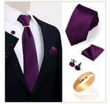 Ensemble de cravates en soie de luxe pour hommes, cravate, mouchoir, boutons de manchette avec anneau en métal doré, broche, costume, fête de mariage, accessoires pour hommes