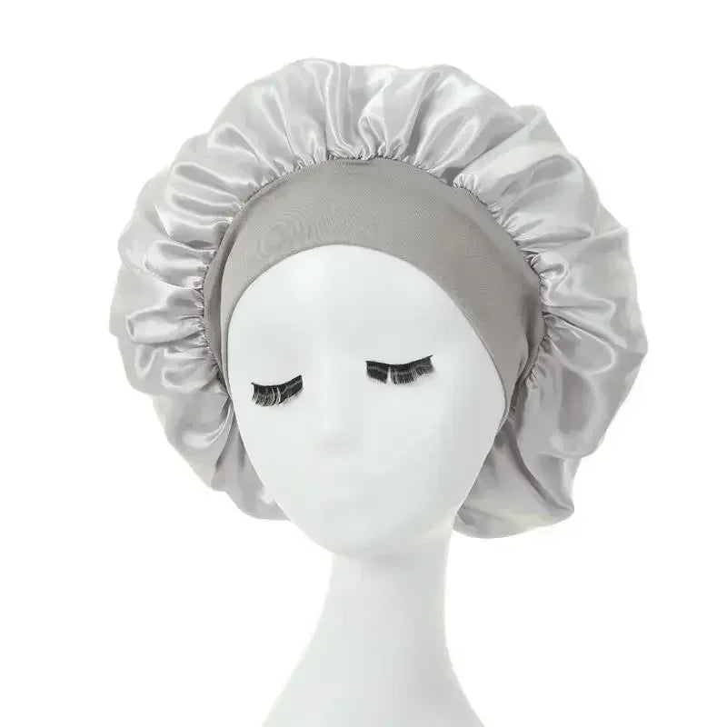1PC Satin Sleeping Hat Night Sleep Hair Care Bonnet Nightcap Extra Satin Silky Shower Caps Sleep Cap with Premium Elastic Band