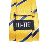 Cravates de luxe à rayures jaunes et bleues pour hommes, nouvelle marque tendance 2022, ensemble de cravates pour fête de mariage, mouchoir, boutons de manchette, cadeau en gros
