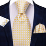 Hi-Tie Cravate de mariage en soie à motif floral, couleur champagne ivoire massif, pour homme, de qualité, avec boutons de manchette, tendance, pour entreprise, livraison directe