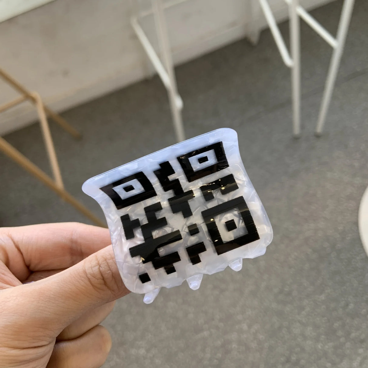 Pince à cheveux en acrylique motif vache panda, design noir et blanc, code QR, accessoires pour cheveux pour femmes et filles