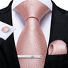Ensemble cravate homme en soie à rayures roses, motif floral, motif cachemire uni, 8 cm, mouchoir, boutons de manchette, accessoires de mariage, de bal, cravate