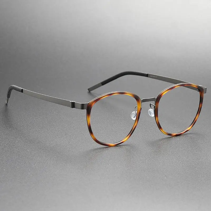 2023 Titanium Glasses Frame for Men Women Vintage Round Myopia Optical Eyewear Screwless Prescription Eyeglasses Frame Spectacle