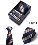 Cravate pour homme, tout nouveau style, cadeau de mariage, ensemble de pochettes, boîte à cravates, accessoires de costume noirs pour hommes