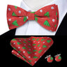 Hi-Tie Nœuds papillon verts de Noël pour hommes Cravate papillon en soie Ensemble de boutons de manchette et mouchoirs pour fête de mariage Nœud papillon uni à carreaux cachemire